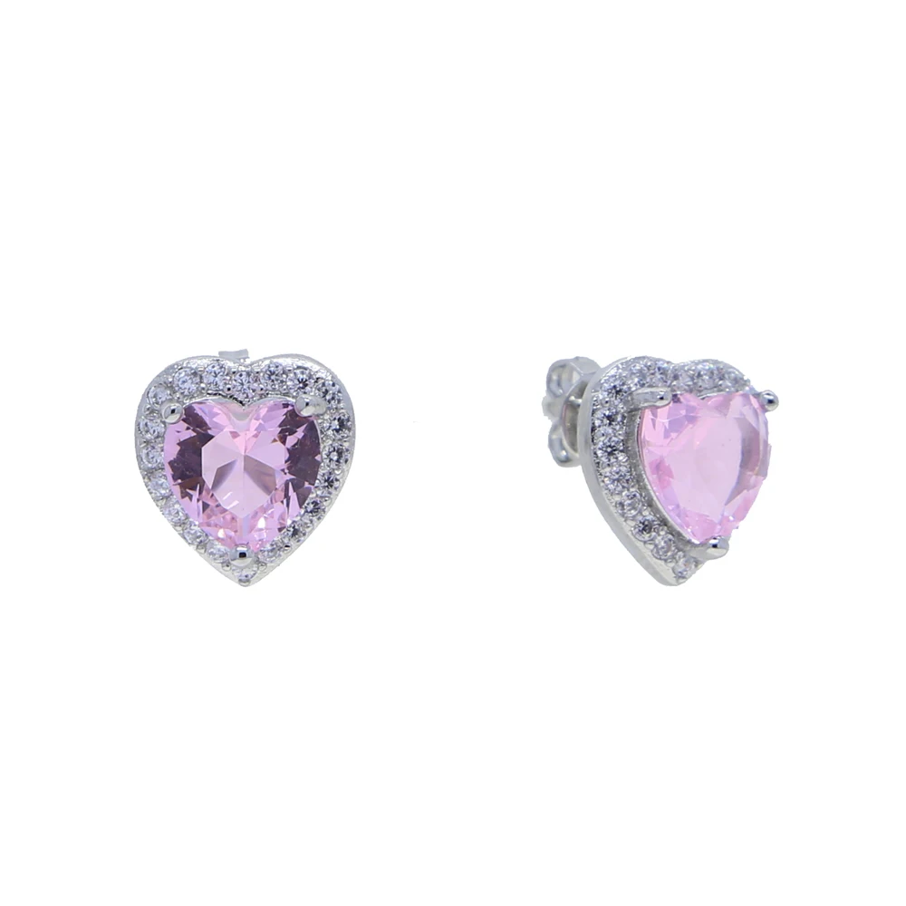 2025 Fashion Square Heart Shaped Iced Out Bling Pink Cubic