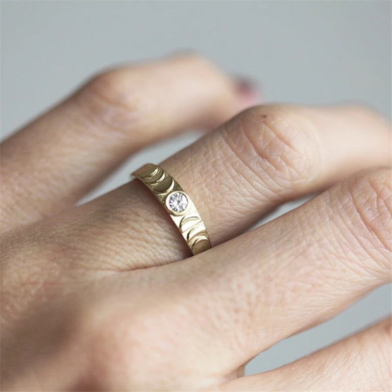 BOAKO Sun Rings For Women Engagement Ring Vintage Relief Moon Ring Sun Eclipses Astrology Ring Gold Men anillo femme Jewelry Z5