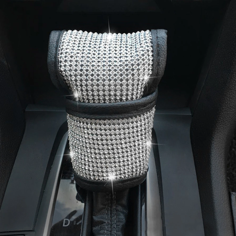 

6pcs Bling Bling Auto Seat Belt Cover Handbrake Cover Shift Gear Cushion Luster Crystal Diamond Car Decor Accessories