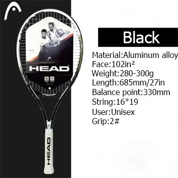 Теннисная ракетка оригинальная Теннисная ракетка углеродная Теннисная ракетка Tenis Raquete HEAD Raquet Tenis Paddle 4 1/4 - Цвет: Yakin Black