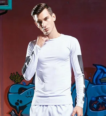 Новая быстросохнущая футболка для бега, мужская спортивная футболка для бодибилдинга, компрессионная футболка с длинным рукавом, Мужская футболка для фитнеса, футболка для спортзала