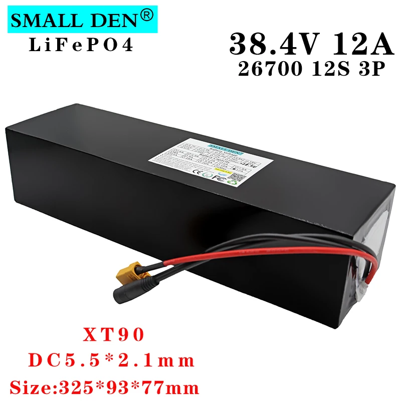 

38V 12Ah 26700 lifepo4 Battery Pack 12S3P1000W High Power 30A Maximum 60A Balanced BMS for Electric Boat E-bike 38.4V Lawn mower