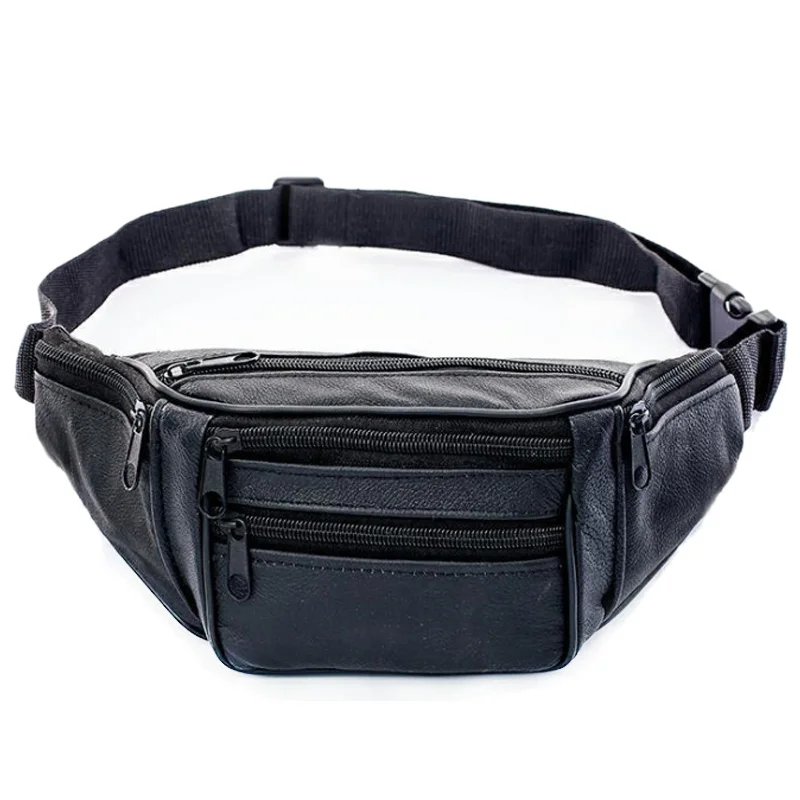 

Genuine Leather Waist Packs Man Belt Bag Male Fanny Pack Shoulder Crossbody Travel Bag Soft Cell Phone Pocket