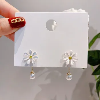 

2020 New Arrival Dominated fashion elegant fine pearl Women Drop Earrings contracted Korean Long sweet flowers Earrings Jewelry