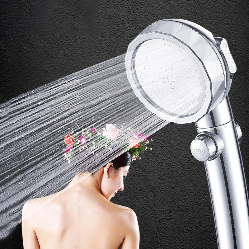 Three-Speed One-Button Water Stop Hand-Shower Held Nozzle,Pressurized Shower Room Accessori Removable And Washable Bathroom Set