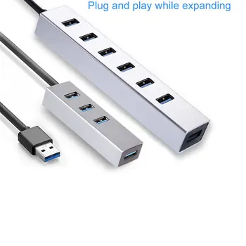 

Four-Ports Ultra-thin Design USB 2.0 &USB 3.0 HUB Plug and Play Super Speed Transmission Aluminum Alloy Docking Station Splitter