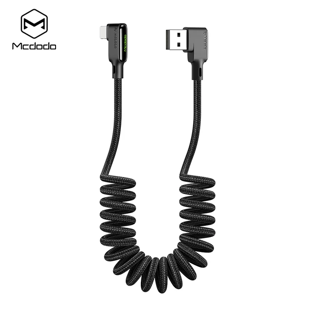 MCDODO 3A 1,8 м пружинный кабель usb type C для зарядки huawei P30 mate 30 samsung S10 Quick Charge 4,0 для iPhone 11 X Шнур зарядное устройство - Цвет: Black For iPhone