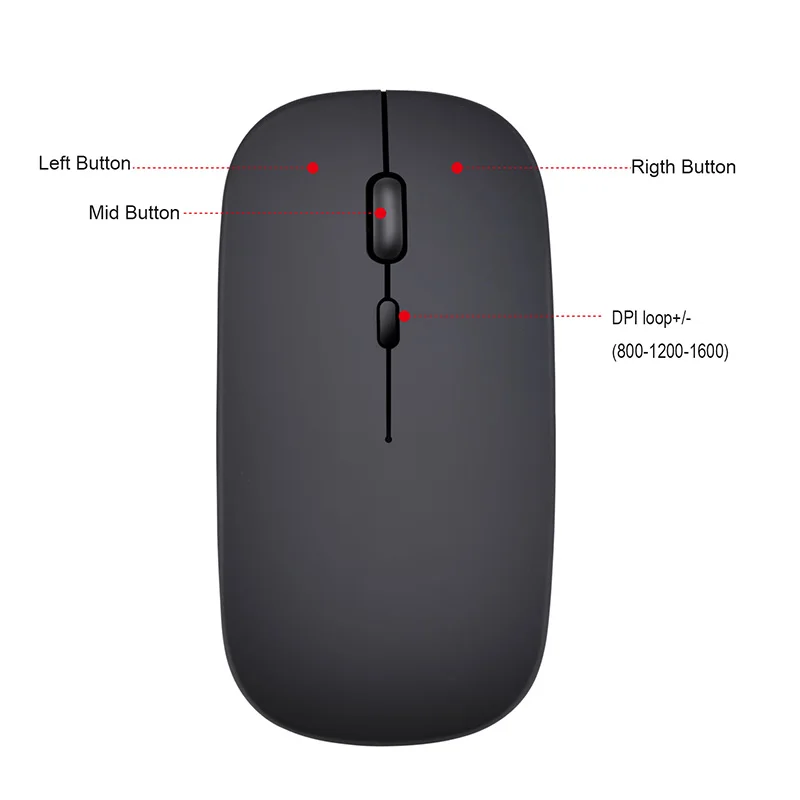 VisTsing 1600 DPI Wireless Optical Mouse 2.4Ghz Mice USB Receiver Game mouse For Laptop Desktop PC with  Noiseless click