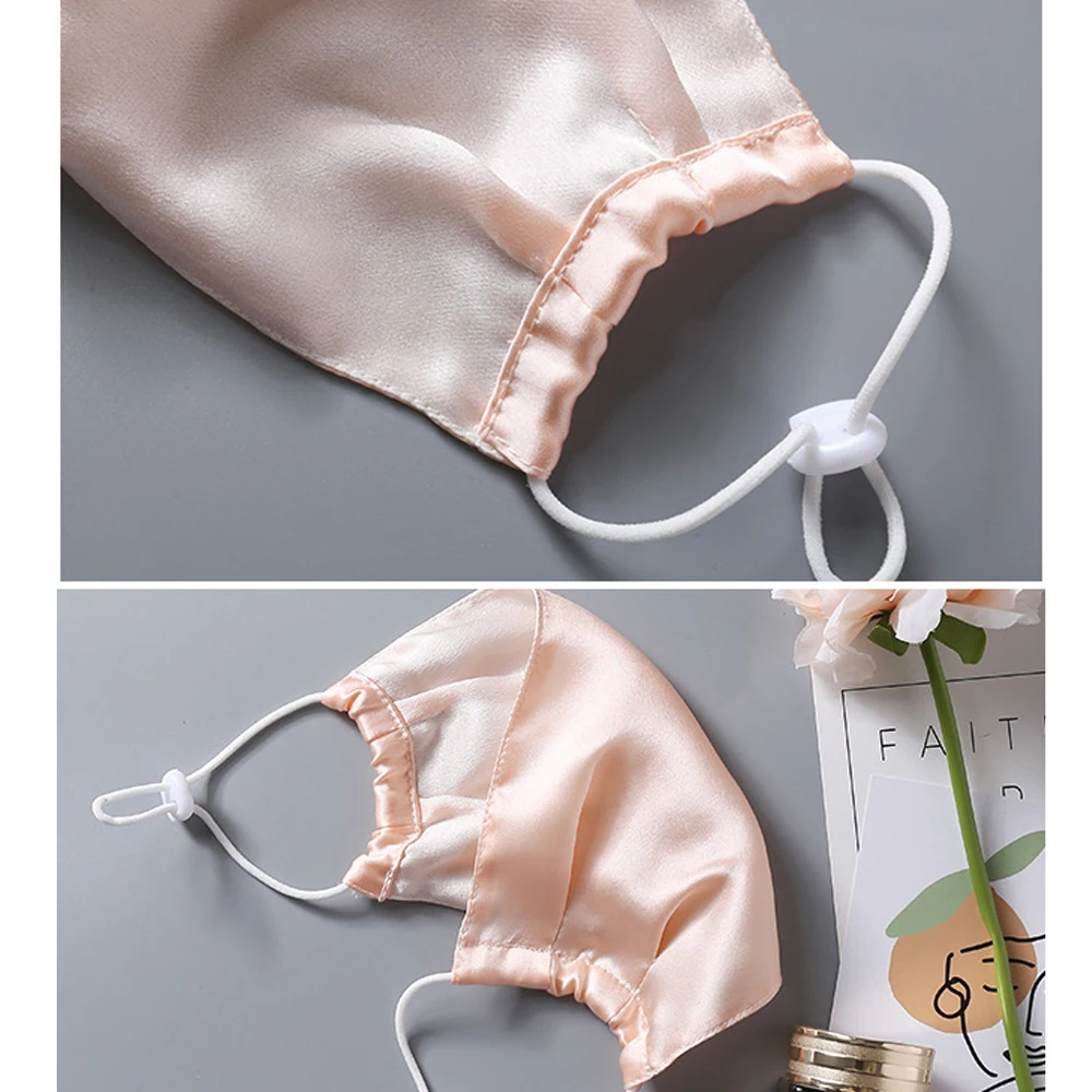 100% Mulberry Silk Mouth Mask for Women Men Dustproof Adjustable Breathable Face Beauty Mask Summer Sunshade Face Masks face mask