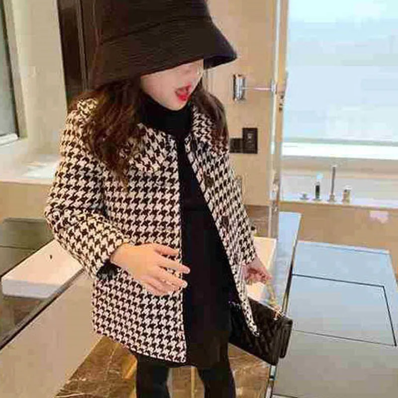 Autumn And Winter Children's Korean Lapel Fashion Overcoat for Girls girls winter coat girls outerwear