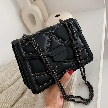 

Rivet Chain Small Crossbody Bags for Women 2020 Shoulder Messenger Bag Lady Luxury Handbags