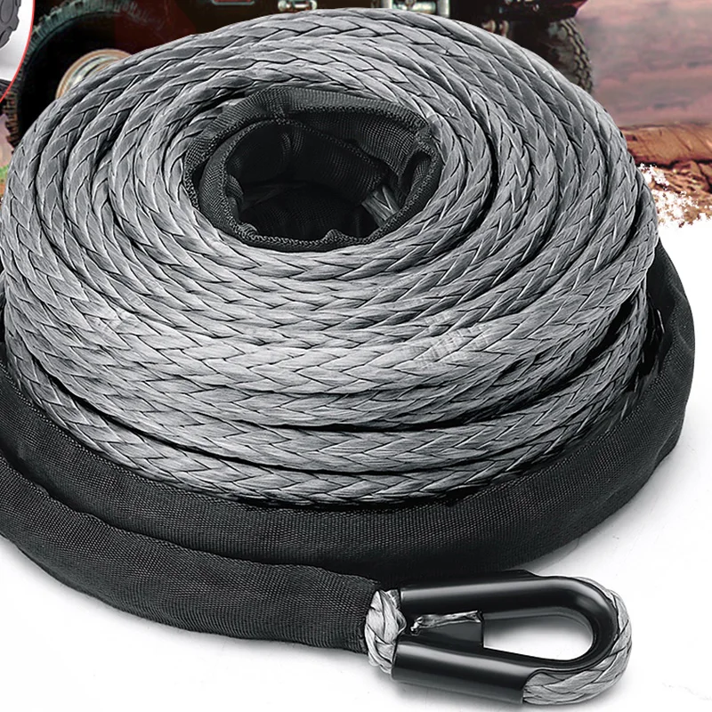 NewWinch веревка струнная линия кабель с оболочкой серый синтетический буксировочный трос 15 м 7700Lbs Автомойка техническое обслуживание веревка для Atv Utv Off-R