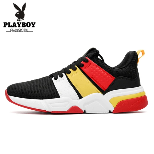 PLAYBOY Для мужчин; дышащие кроссовки с сеткой для бега мужские кроссовки для ходьбы и бега; беговые кроссовки; обувь - Цвет: Цвет: желтый