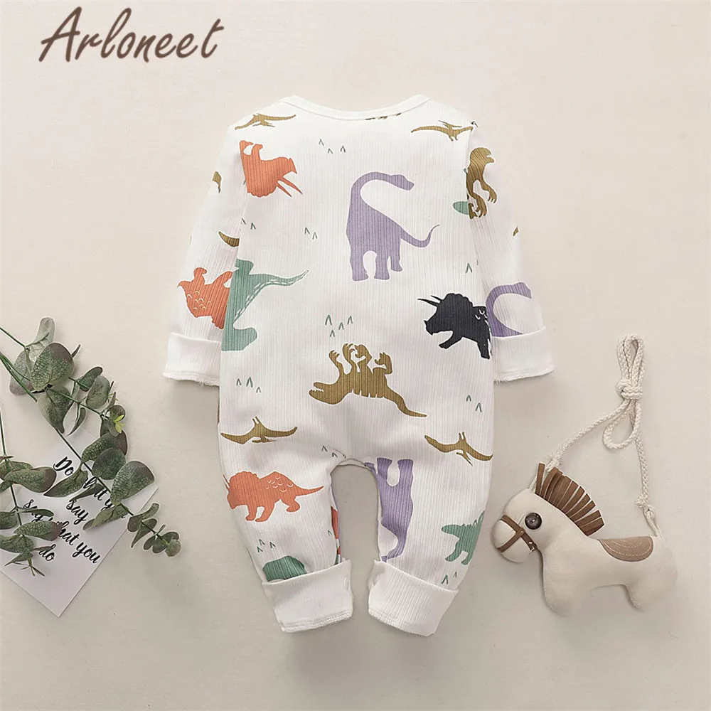 Одежда arloneet; хлопковый комбинезон для новорожденных мальчиков; комбинезон с длинными рукавами; комбинезон с рисунком динозавра; комплекты одежды для маленьких мальчиков и девочек