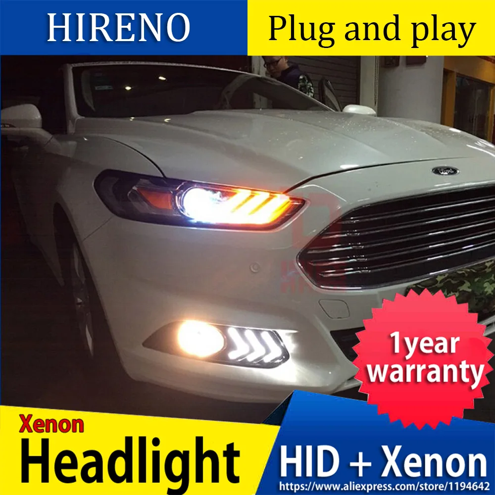Автомобильный Головной фонарь для Ford Mondeo для Fusion 2013, светодиодный фонарь для фар fusion, DRL, двойной луч, объектив, би-ксенон, HID, передний