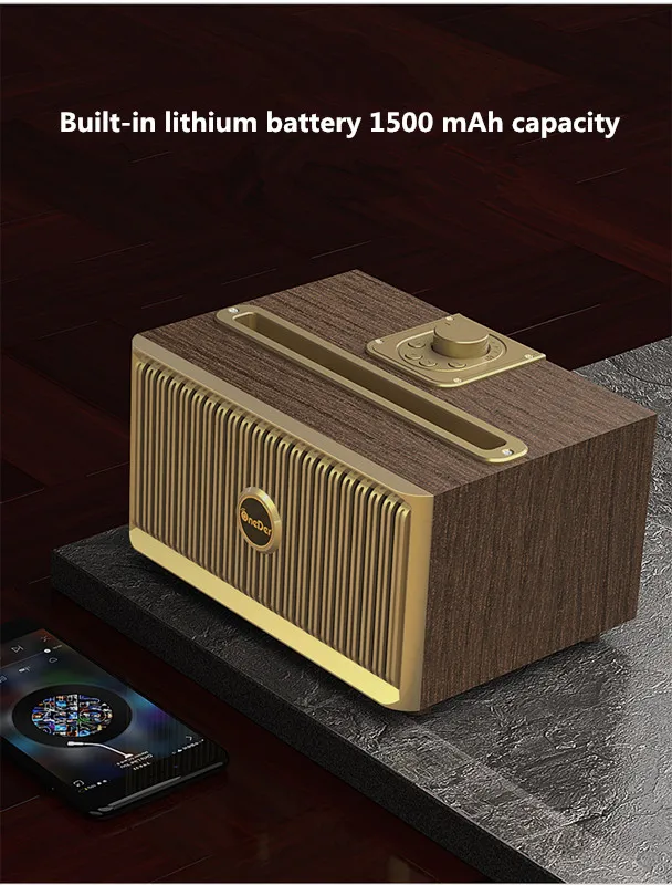 OneDer Magic V6 Bluetooth колонка в ретро стиле домашнее радио дерево небольшой звук супер громкость беспроводной телефон USB 18650 колонка с аккумулятором