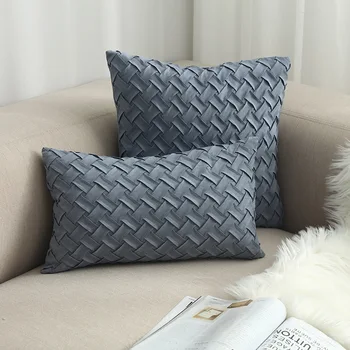 

Junwell Polyester Faux Suede Braided Decorative Pillow Plush Textured Geometry Sofa Bed Car Use Cushion Home Decor
