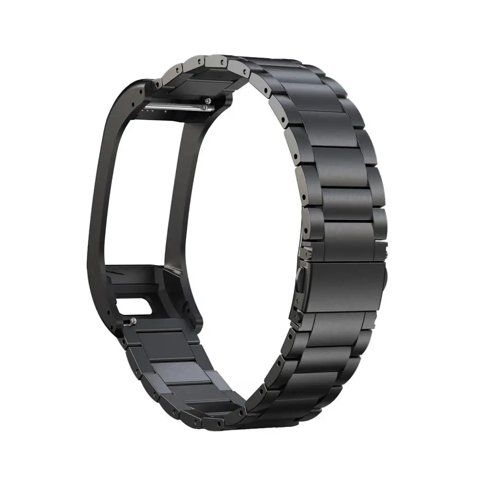 Для Garmin VIVOsmart HR+ твердый ремешок для часов из нержавеющей стали с рамкой роскошный модный ремешок черный серебристый