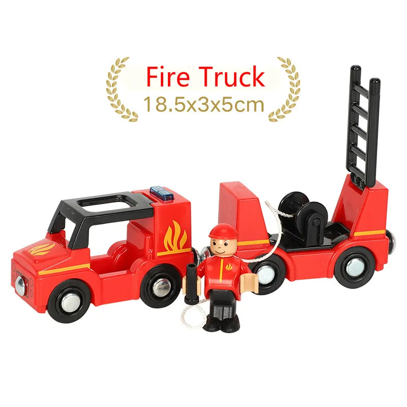 New Fire Truck Magnetic train car ambulance police car fire truck compatible brio wood track Children's toys 12