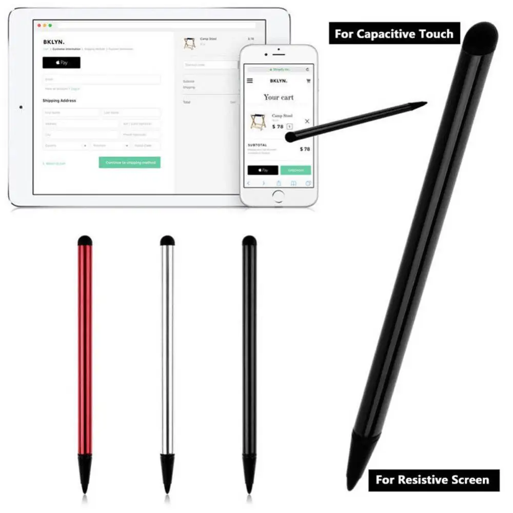 2Pcs 2 in 1 Capacitive Resistive Pen Touch Screen Stylus Pencil for Tablet Cell Phone PC Capacitive Pen