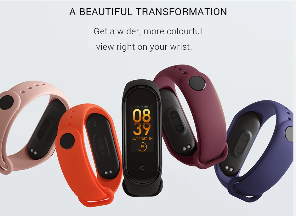 Xiaomi Mi-браслет 4 смарт-Браслет фитнес-браслет MiBand Band 4 Частота сердечных сокращений большой сенсорный экран сообщение Smartband