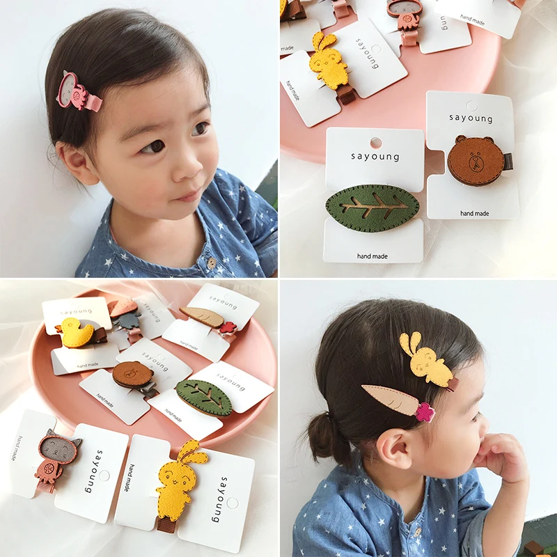 

1pc Cartoon Girls Hairclips Safe Full-warped Baby Headdress Kids Children Cute Pig Rabbit Cat Carrot Hair Accessories