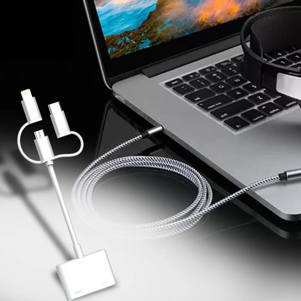 3 в 1 type C к HDMI 1080P цифровой AV ТВ Кабель-адаптер для Android для Iphone 7 8 X хаб Кабель-адаптер