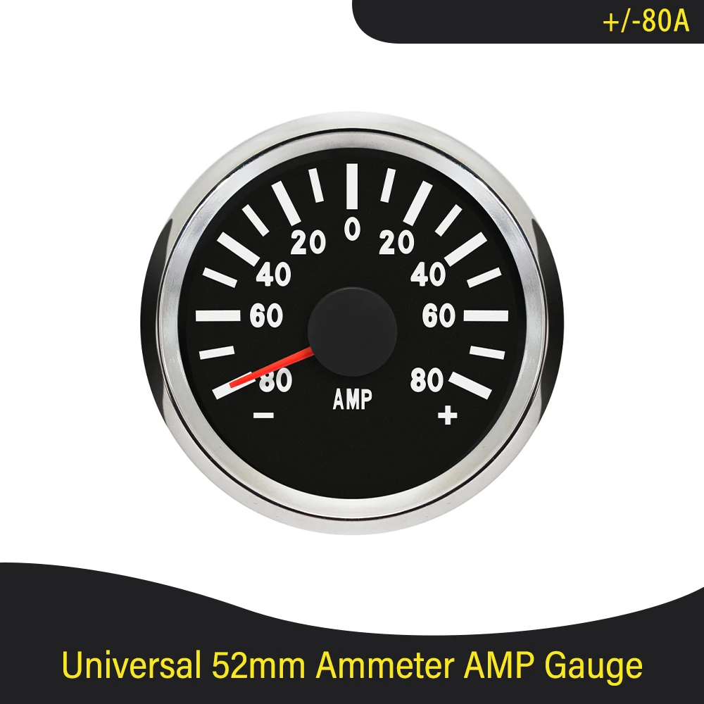 Waterproof 52mm Marine Auto Ammeter AMP Gauge Meter +/ 50A/+/ 80A