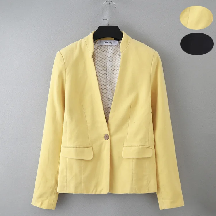 

704TJ Elegant Commuting Versatile Stand Collar One-Button Small Suit Coat Long Sleeve Casual Slimming CHIC Suit