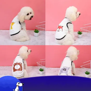 

Pet White T-shirt Soft Puppy Dogs Clothes Cute Pet Dog Clothes Cartoon Pet Clothing Summer Shirt Casual Vests for Small Pets