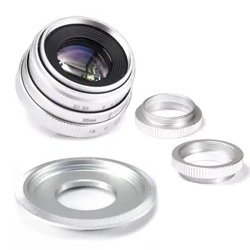 

Silver Mini 35mm f/1.6 APS-C CCTV Lens+C-NEX adapter ring+2 Macro Ring for Sony E-mount Mirroless Camera