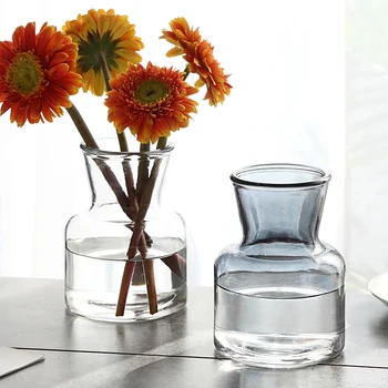 

European glass vase Transparent Multicolor Terrarium Small Flower Vases Artistic Ornament Bottle edding Home Decoration