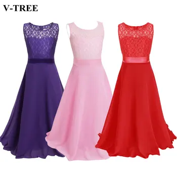 

Summer 2020 Girls Long Dress Lace Dresses For Kids Teenager Evening Dresses Girls Wedding Dress Princess Costume 8-14T