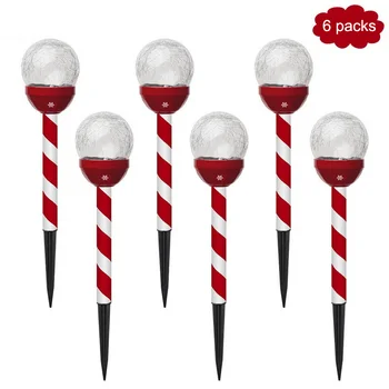 

6pcs/set LED Solar Lamp Cracked Glass Ball Outdoor Lights Lawn Garden Landscape Stake Spot Lamp Home Wedding party Decor