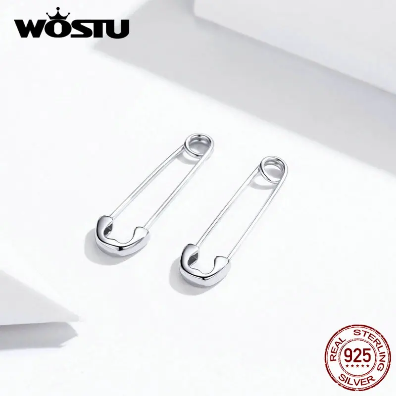 WOSTU, настоящее 925 пробы, серебряные серьги, модные серьги, минималистичный стиль, панк, серьги для женщин, вечерние ювелирные изделия, DXE695-A