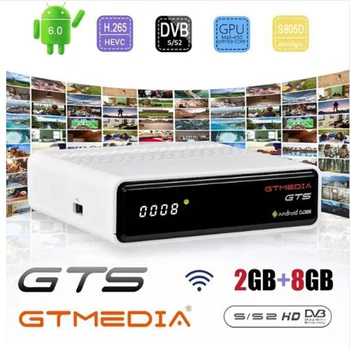 

GTmedia GTS Android 6.0 receiver satellite IPTV DVB S2 Combo TV Box Tuner Support TV 2G/8GB BT4.0 Satellite TV Receiver M3U IPTV
