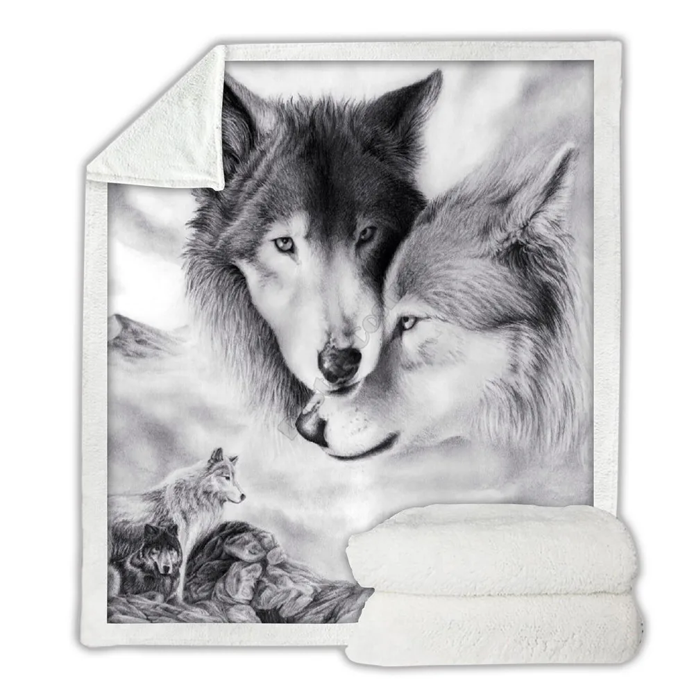 

Wolf Cozy Premium Fleece Blanket 3D Printed Sherpa Blanket on Bed Home Textiles 04