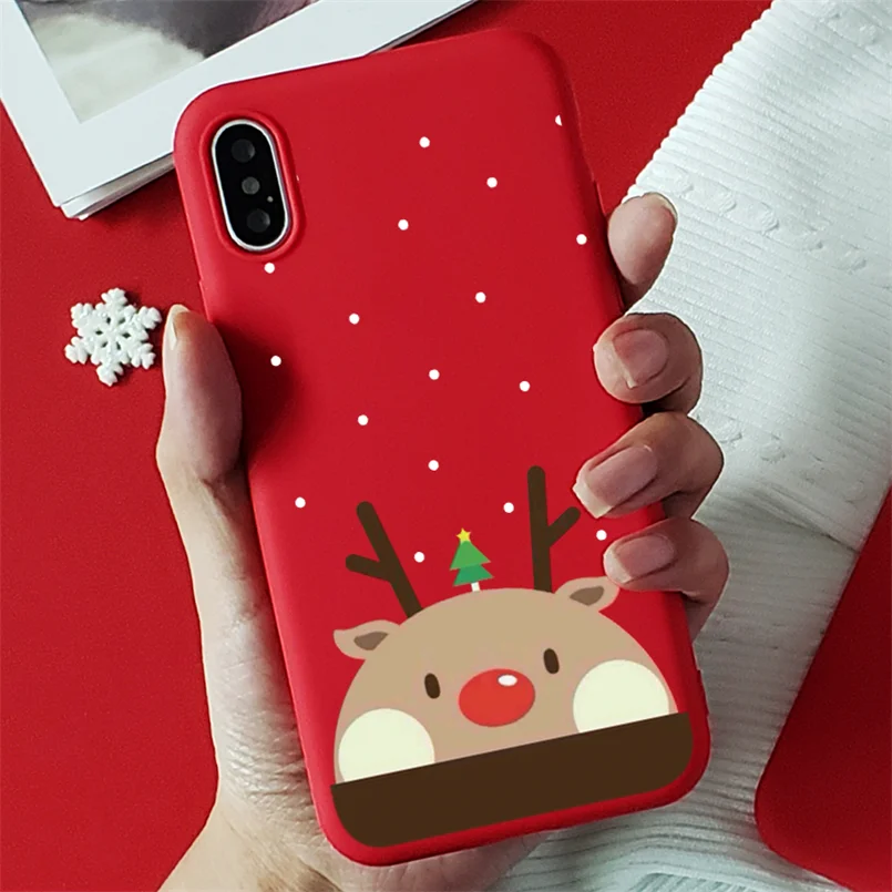 lutoushu Красный матовый Рождественский Мягкий ТПУ чехол s для iPhone 7 8 6 6S Plus 10 11 Pro XS Max X XR XS чехол для iPhone 7 Plus чехол для телефона - Цвет: lutoushu