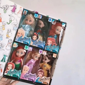

WZP PONG 10CM Disney Princess Frozen Elsa Snow White Mermaid Figurine Dolls PVC Action Figure Collectible Model Toy Gift Box