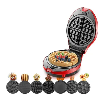 

Multifunction Waffle Maker Electric Doughnut Ice Cream Cone Grill Cake Oven Pan Eggette Machine 7 Changeable Plates EU Plug