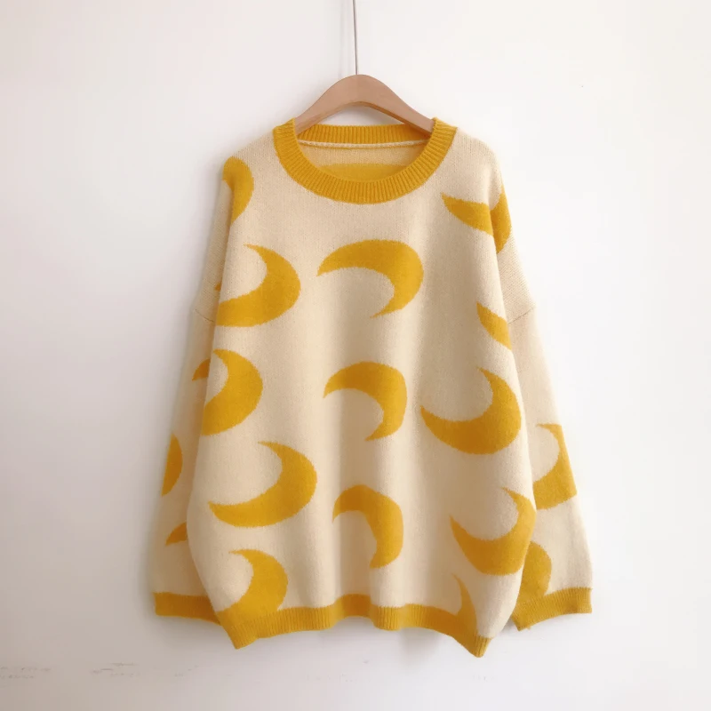 WHITNEY WANG Осенняя мода цвета контраст Moons свитер женский джемпер sueter mujer invierno