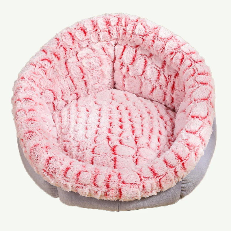 

Round Plush Cat Bed House Super Soft Long Plush Cat Bed Cushion Mat For Cats Washable Pet Dog Cat Cave Breathable Lounger Sofa