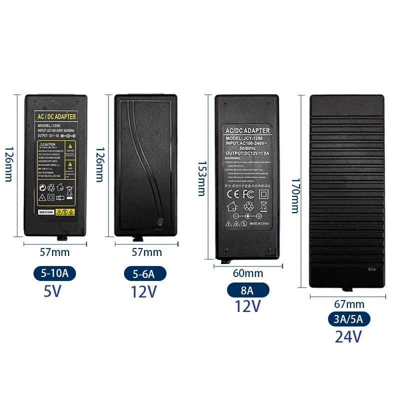 5pcs/lot AC 100V - 240V To DC 5V 12V 1A 2A 3A 5A 6A 8A 10A Lighting Transformers Power Supply Adapter Converter Charger