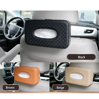 

Universal Car Tissue Box Waterproof PU Leather Napkin Holder Box Back Seat Sun Visor Tissue Organizer for Auto/Home Decor