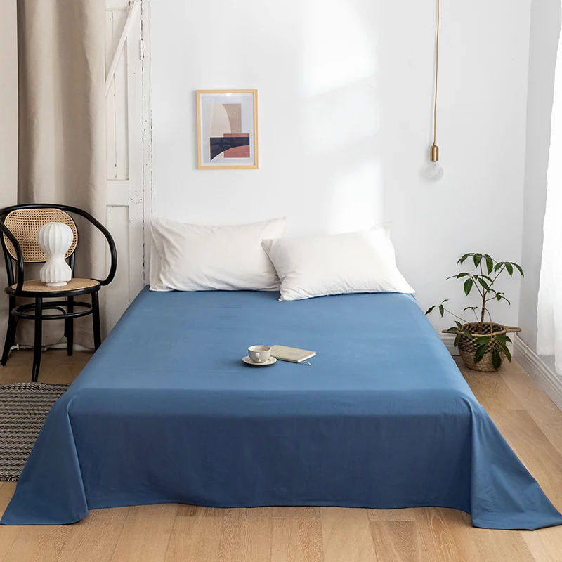 

Bed Sheet Washable Cotton Blue Solid Color Thicken Type Bed Sheets Single Twin Bedroom Sheets Soft Warming Covers Bedroom Decor