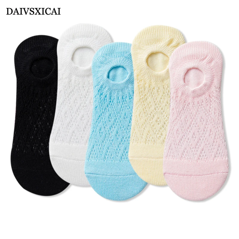 4 пара/лот = 8 шт., летние хлопковые женские носки-башмачки, дышащие, невидимые, одноцветные, полые, женские носки
