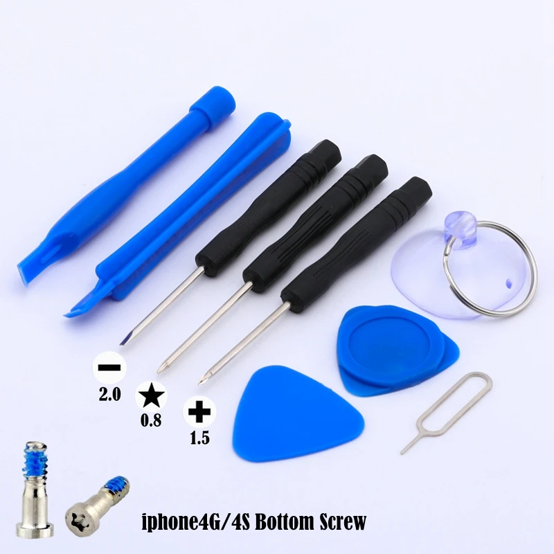 

100sets/lot DIY Repair Tool Screwdriver tools kit with iphone 4G/4S Bottom Screws sim eject 5-star point 0.8 P2 11pcs/set
