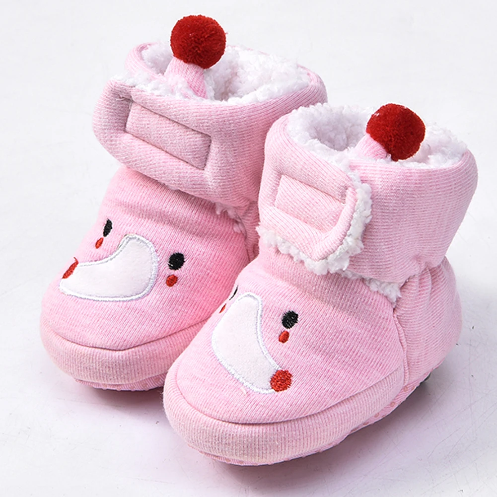 Зимние теплые хлопковые мягкие Меховые ботинки для новорожденных; Милые Зимние ботиночки с героями мультфильмов для мальчиков и девочек; обувь для малышей 0-18 месяцев