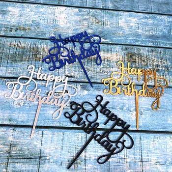 

Happy Birthday Acrylic Cake Topper Silver Pink Color Castle Cupcake Topper For Kids Birthday Party Cake Decorations Baby Shower