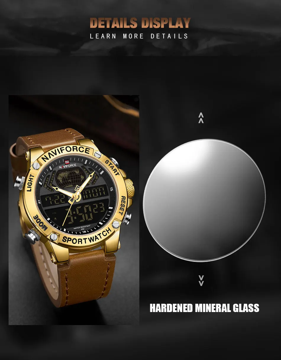 Top Luxury Brand NAVIFORCE Men Watches Casual Waterproof Watch Men Male Gold Clock Leather Quartz Wristwatch Relogio Masculino